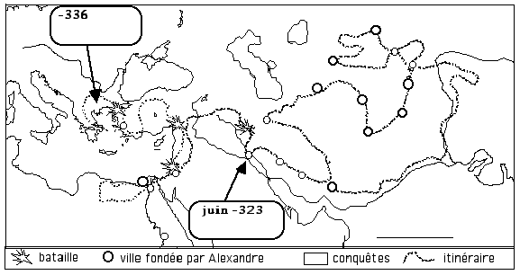 Carte des conquêtes d'Alexandre