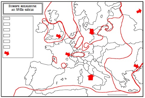 Carte de l'Europe religieuse au XVIIe